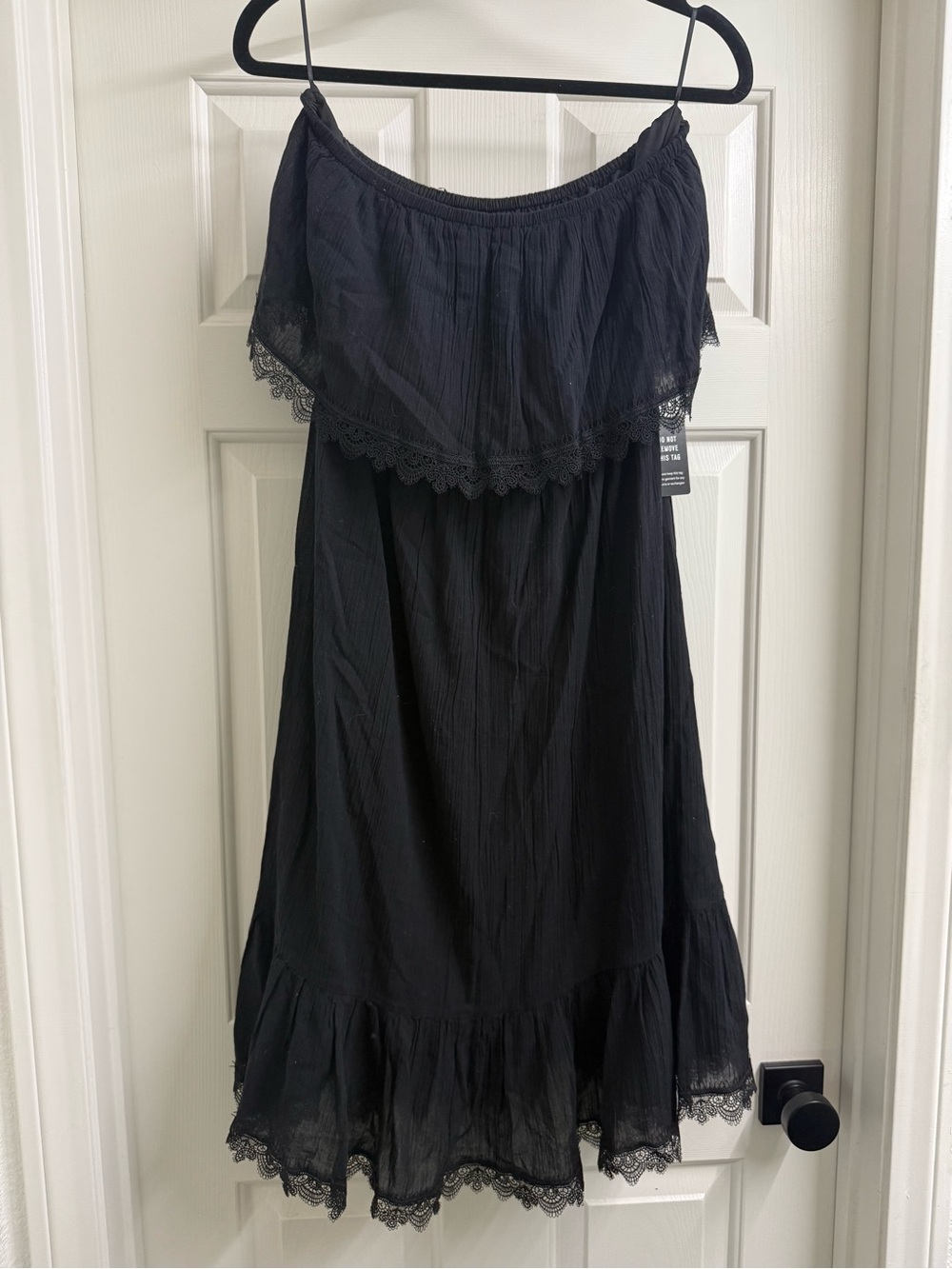 Express Black Strapless Lace-Trim Dress
